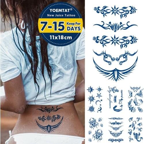 Juice Lasting Ink Tattoos Body Art Waterproof Temporary Tattoo Sticker Sexy Vine Totem Waist Tatoo Arm Fake Sun Star Tatto Women