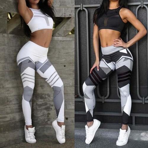 Sport Leggings Women Yoga Pants Workout Fitness Clothing Jogging Running Pants Gym Tights Stretch Print Sportswear Leggins