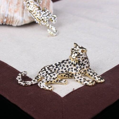 Golden Jaguar Statue Leopard Decorative Ornament with Storage Function Crystal Home Decoration Zinc Alloy Miniature Gift Item