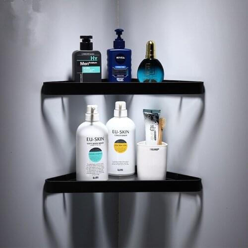 Bathroom Corner Shelf Aluminum White/Black Bathroom Shelf Shower Corner Shelves Glass Shelf Kitchen Storage Bath Shampoo Holder
