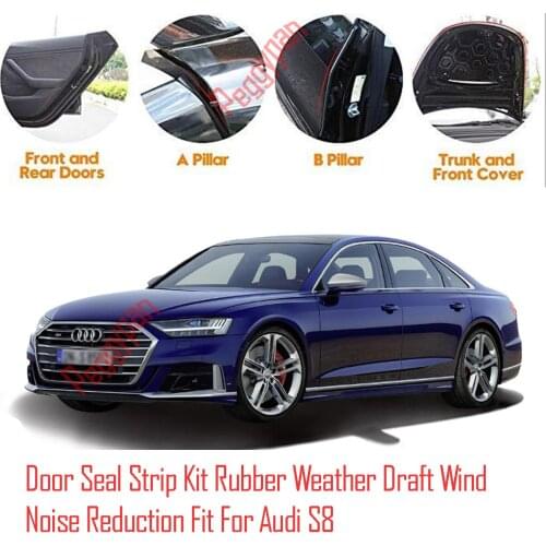 Door Seal Strip Kit Self Adhesive Window Engine Cover Soundproof Rubber Weather Draft Wind Noise Reduction Fit For Audi S8