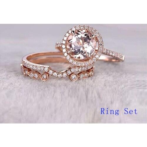 QYI Shiny SONA Stone Engagement Rings 10k Rose Gold Rings For Women Jewelry Anniversary Gift