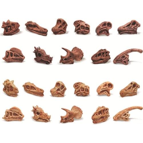 10pcs Vivid Dinosaur Skull Model Office Decor Hand-painted Bookshelf Display Home Office Decor Desktop Shelf