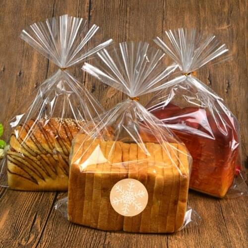 100Sets Clear Plastic Bags Candy Lollipop Cookie Cellophane Bag with Sealing Twist Ties Snowflake Sticker Toast Bread Bag