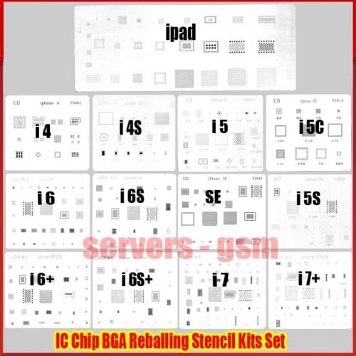 13pcs/lot IC Chip BGA Reballing Stencil Kits Set Solder template for iphone 4 4s 5 5C 5s 6 6s 7 7 Plus ES iPad high quality
