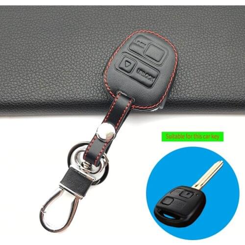 2 Buttons Leather Car Key Fob Case Cover Skin For TOYOTA CAMRY RAV4 PRADO COROLLA AVENSIS LAND CRUISER YARIS