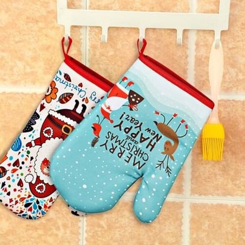 2Pcs/set hot Oven Mitts Baking Anti-Hot Gloves Pad Oven Microwave Insulation Mat Christmas Decoration Baking Kitchen Tools Xmas