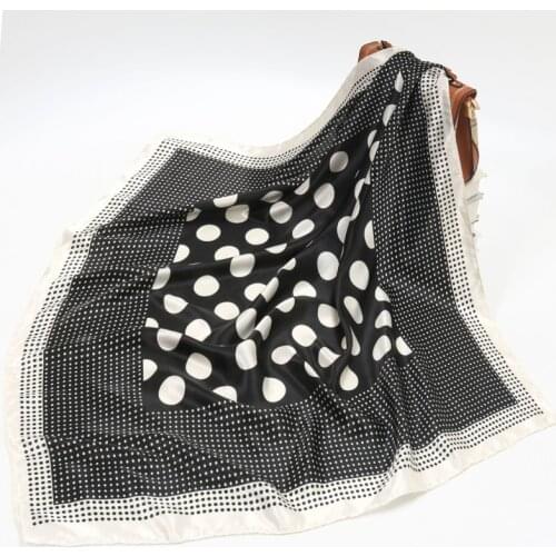 2021 Kerchief Silk Women Satin Hijab Scarf Fashion Print Handkerchief Bag Hair Scarfs Female 90*90cm Square Shawls Neck Scarves