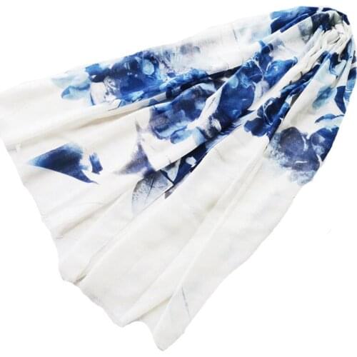 2021 Women Ombre Floral Printed Pattern Cotton Scarf Shawls Wraps Hijabs 10pcs/lot