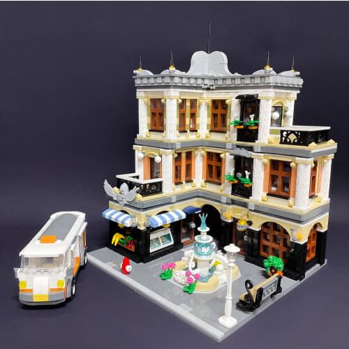 Creator Expert Street View Fountain Mall 3420Pcs Moc Moduler Building Blocks Bricks Model Toys Gifts Queen Bar Post Office