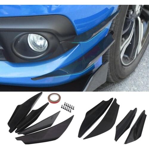4Pcs/Set Universal ABS Fit Front Bumper Lip Diffuser Splitter Fins Body Spoiler Canards Valence Chin Car Tuning Canard