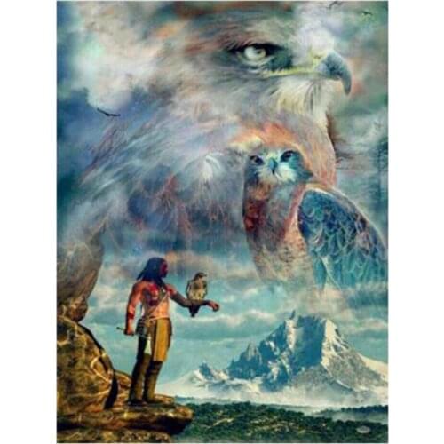 5D DIY Square And Round Diamond Painting Indians And Eagles Diamond Embroidery Home Decor Diamond Embroidery Gift PaintingXN1426
