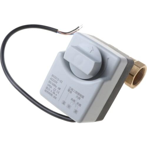 AC220V DN15 DN20 DN25 2 Way 3 Wires Brass Motorized Ball Valve Electric Actuato With Manual Switch E5BE