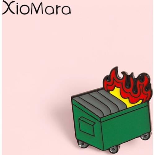 Burning Trash Can Enamel Pins Throw away the bad 2020 Brooches Lapel Badges Wholesale Pin Jewelry Gifts for Friend