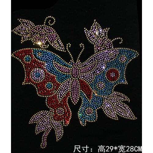 Elegant Butterfly iron on crystal transfers design hot fix rhinestone motif designs applique patches
