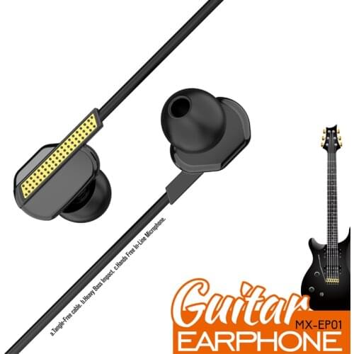 MOXOM Guitar Earphone 3.5mm In Ear Earphone Stereo with Heavy Bass Earbuds Wired Earphones Sport Earphone for Travel for Phone