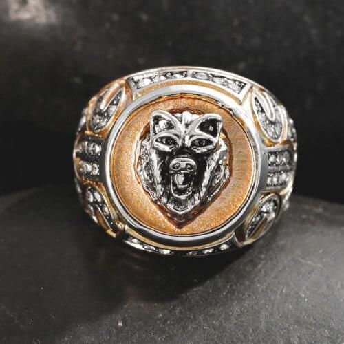 Gothic Punk Bear Head Ring Vintage Cool Animals Bear Embossment Ring Silver Color Men Biker Finger Rings Party Jewelry