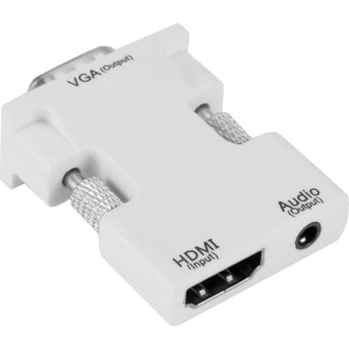 HDMI to VGA Converter Adapter with Audio Female to Male Cables 1080P for HDTV Monitor Projector PC