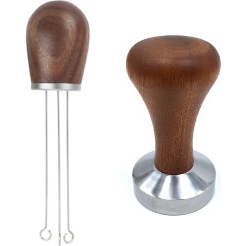 Wood Handle Needle Coffee Tamper,Espresso Coffee Tamper Distributor Leveler Tool Needle Type Coffee Powder Distributor-ABUX