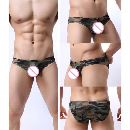 Camouflage Sexy Mens Briefs Underwear Bikini Thong Shorts Male G-string Comfy Trunks Underpants