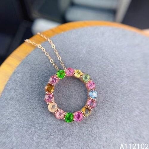 KJJEAXCMY fine jewelry 925 Sterling Silver inlaid natural Tourmaline New Chinese classic ring female pendant support detection