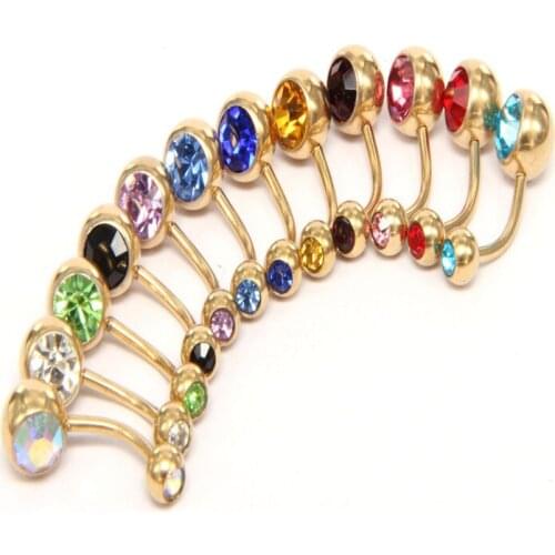 1pcs Piercing Surgical Steel Single Crystal Rhinestone Belly Button Rings Navel Piercings Ombligo 5/8mm Ball Nombril
