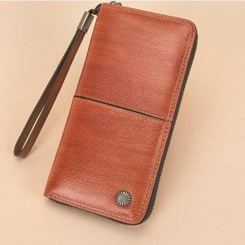 New Classic Women Wallet Genuine Leather Long Clutch Handy Bag Female Large Capacity Business Card Holder Phone Pouch Money Bag