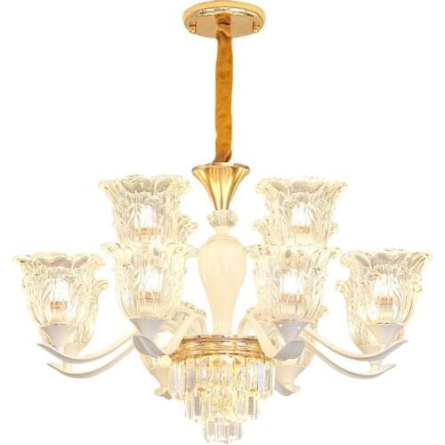 Creative New Style Zinc Alloy Glass Crystal European Style Living Room Bedroom Dining Room Chandelier Lamps