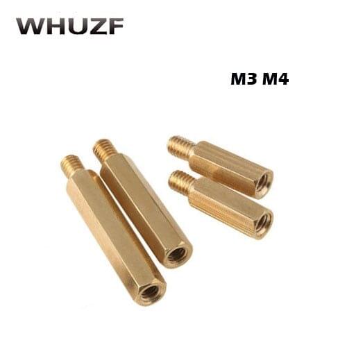 30pcs/50Pcs M3*L+6mm M4*L+6mm Hex head Brass Spacing Screws Threaded Pillar PCB Computer PC Motherboard StandOff Spacer HW040