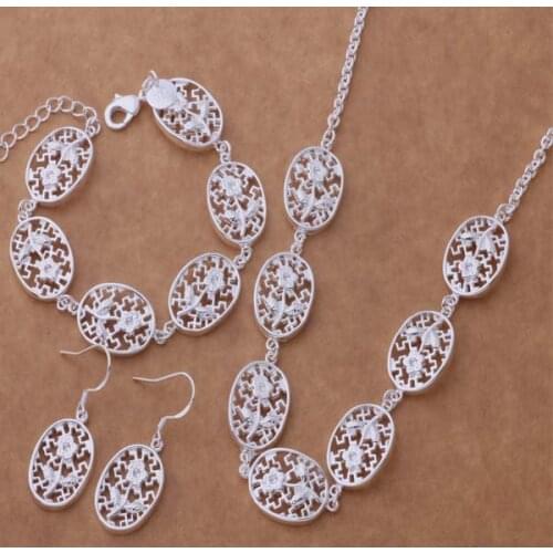 AS187 Hot 925 Jewelry Popular Jewelry Sets Fashion Jewellery Free Shipping Sets Bracelet 008 + Necklace 066 + Earring 104