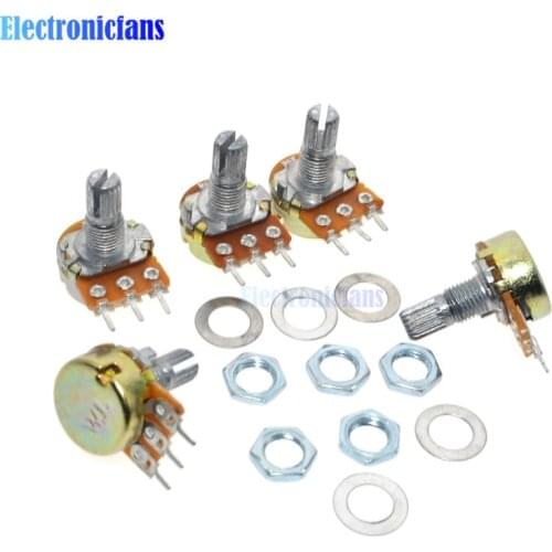 10Pcs WH148 Linear Potentiometer B1K B20K B50K B100K B500K 15mm Shaft With Nuts Washers 3pin WH148 B10K 6PIN
