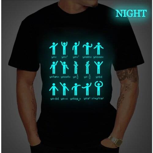 2021 Summer T Shirt Algebra Math Dance Print Luminous Men Causal O-neck Basic T-shirt Male High Quality Classical Tops Tees
