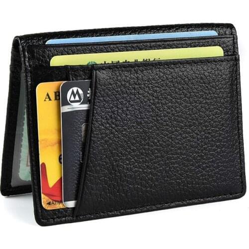 Card Holders Men Wallet Thin Small Super Slim Soft Wallet 100% Genuine Leather Mini Credit Card Wallet Purse
