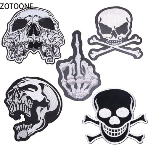 ZOTOONE Punk Skull Patches for Clothing Simple Style Diy Large Back Stickers Sewing on Clothes Badges Applications for Jackets E