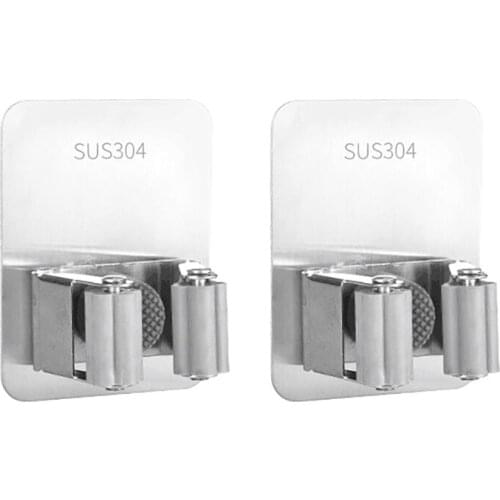 JFBL Hot Wall-Mounted Broom Holder 304 Stainless Steel Self-Adhesive Mop Holder Attached to the Clean and Flat Door Glass Wall