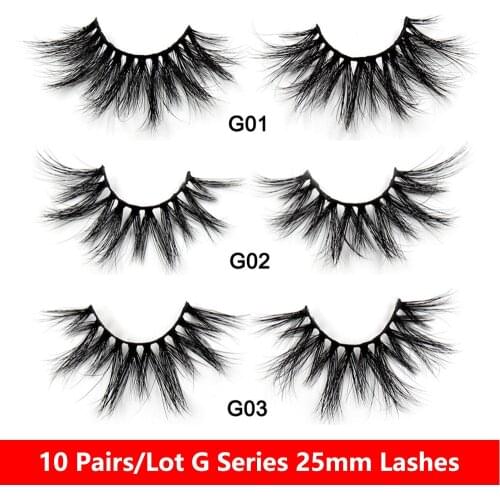 10 Pairs Mink Lashes 25mm Mink Eyelashes 100% Cruelty free Lashes Handmade Reusable Lashes Natural False Eyelashes Makeup