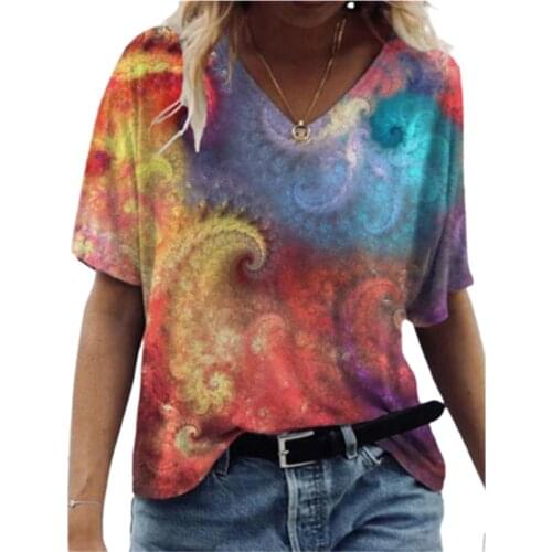 New 2021 Summer Tops Women 3D Abstract Print T Shirt Loose Plus Size Ladies Cotton Tee Top Streetwear Casual Short Sleeve Tees