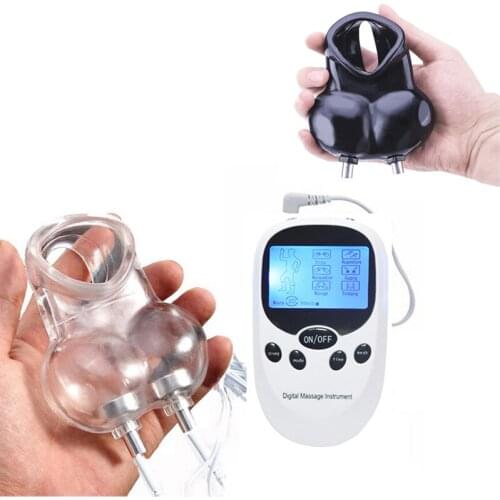 New Electric Shock Kit Scrotum Ring Sleeves Stretcher Cage Male Electric Stimulation Masturbation BDSM Adult Sex Toy For Men Gay