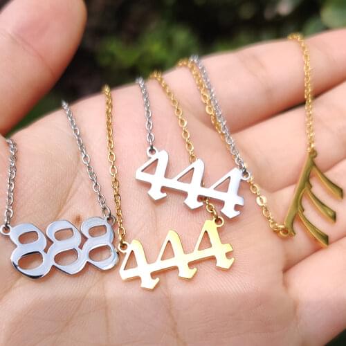 Number 444 Necklaces For Women Devil Stainless Steel Gold Charm Choker Pendant Necklace Minimalist Jewelry Gift Bijoux Femme
