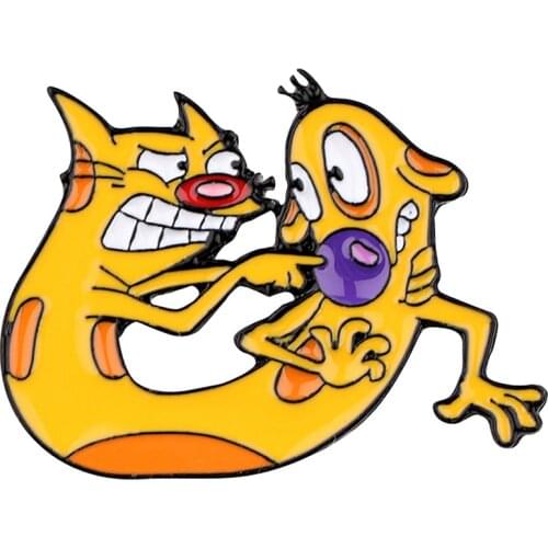 PF676 Funny Cartoons Anime Cat Enamel Pins Brooches Backpack Bags Badge Cute Dog Lapel Pin Jewelry Kids Friends Birthday Gifts