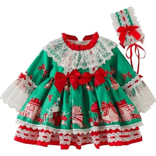 Winter New Christmas Party Dress Girl Spanish Style Lolita Toddler Girl Clothes for Christmas Party 2 Year Old Baby Girl Clothes
