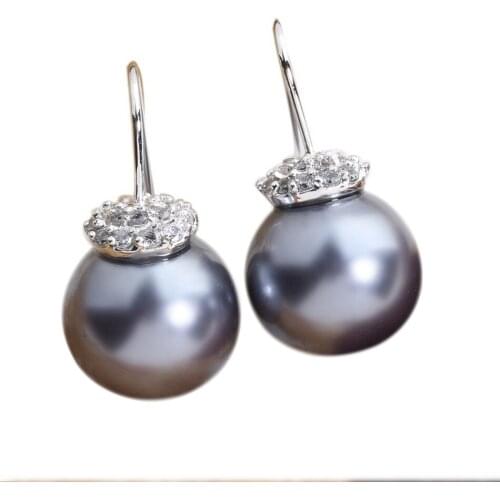 Gift Box 100% Genuine Natural 9-10mm Pearl Silver Cool For Women Earrings ED0026