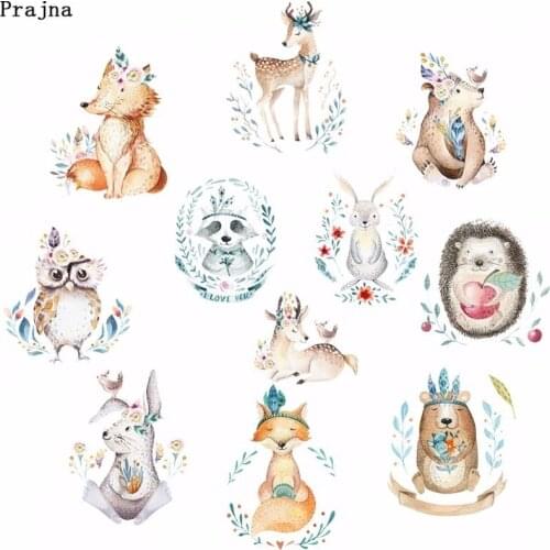 Prajna Cute Rabbit Patches Anime Fox Owl Heat Thermal Transfers Patch For Kids Clothes Deer Iron On Transfers Diy Cheaper G