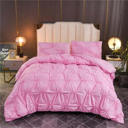 Simple Style Bed Linen Set Twist Flower Craft Bed Duvet Cover Set Quilt Cover Pillowcase US King Size Bedding Set for Adults Bed