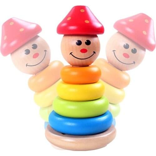 Rainbow Tower Rainbow Donut Wooden Toy Puzzle Early Education Toy