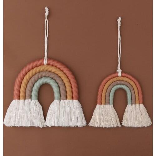Rainbow Wall Hanging Ornament Handmade Weaving Macrame Home Decoration for Nursery Kids Room Wholesales