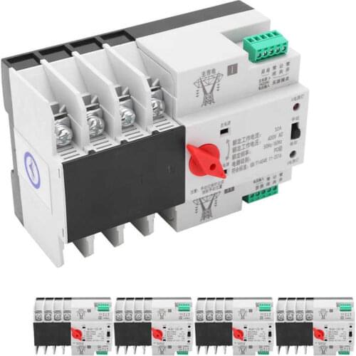 Voltage relay disyuntor Automatic Transfer Switch Din Rail Mounted 4P 3‑Phase 4‑Wire Uninterruptible Power Control 400V