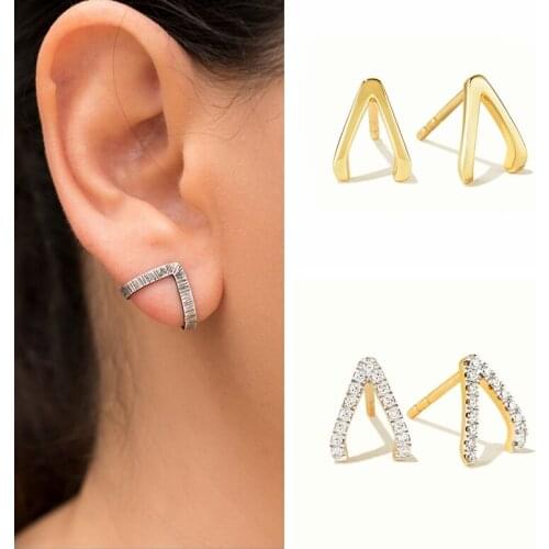 Minimalism Triangle Open Stud Earrings 925 Sterling Silver Ear Needle Exquisite Fashion Jewelry For Women Earrings Birthday Gift