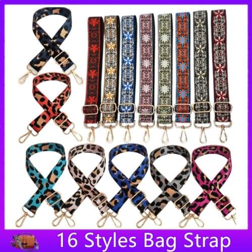 3.8Cm Fashion DIY Handbags Women Leopard Print Wide Crossbody Nylon Bag Strap
