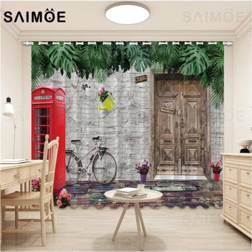 Wall Brick Decor Curtain 3D Sculpture Art Living Room Curtains Europe Paris Tower Bedroom Curtains kitchen Ultra Micro Shading
